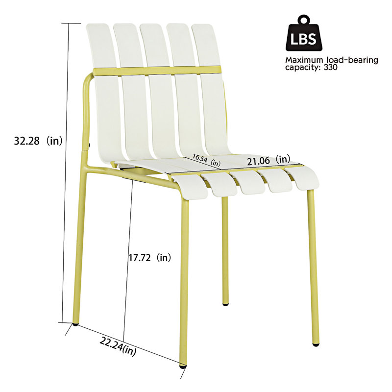 Ensemble de chaises d'extérieur (ensemble de 4), Blanc crème/Jaune grain