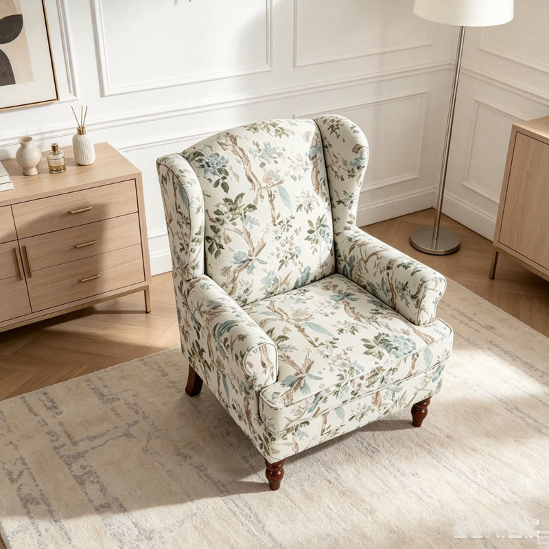 Chaise d'appoint moderne avec pieds en bois rétro, fauteuil rembourré confortable, Antique Blue