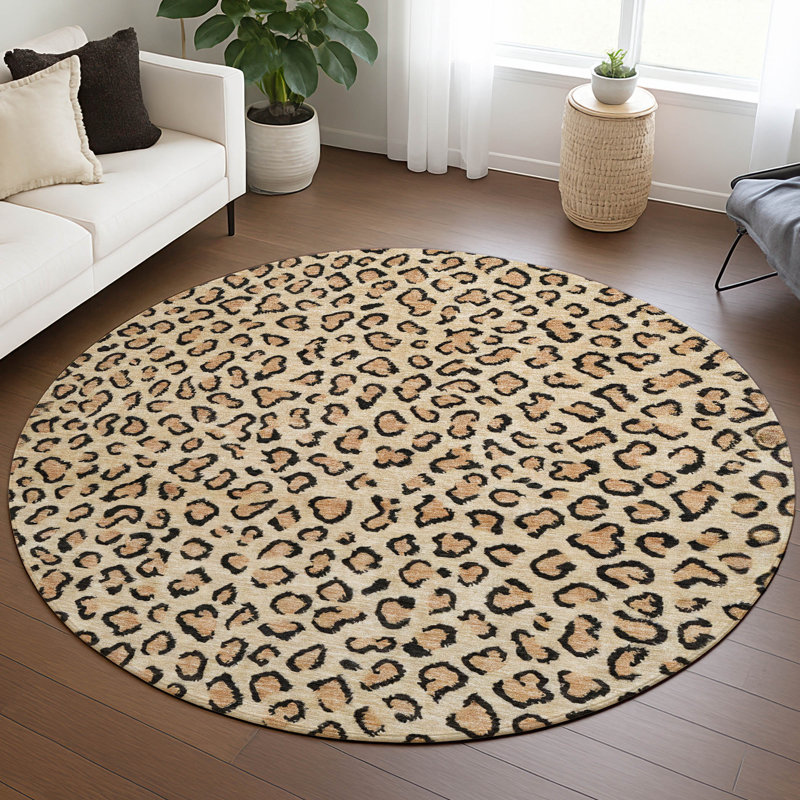 Tapis intérieur / extérieur doré Elyvia , 8 pi x 8 pi