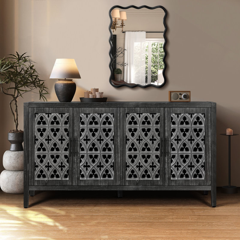 Armoire à quatre portes, style champêtre américain, convient au salon, meuble télé, cuisine
