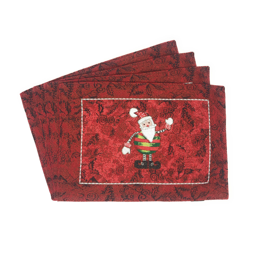 Patel Tapestry 19" Red Santa Claus Christmas Placemat (Set of 4) The Holiday Aisle®