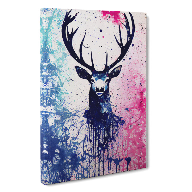 XC1022-4172X Stag Painted No.5 - Wrapped Canvas Print, 50cm H x 35cm W x 3cm D