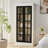 Cabinets, 71.2'' Farmhouse Display Cabinet with Glass Doors, White &amp; Black | MDF &amp; Bamboo-1991401263