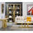 Luxurious Coffee Table And Console Table, 2-Piece White And Gold Living Room Table Set With Diamond-Shaped Base