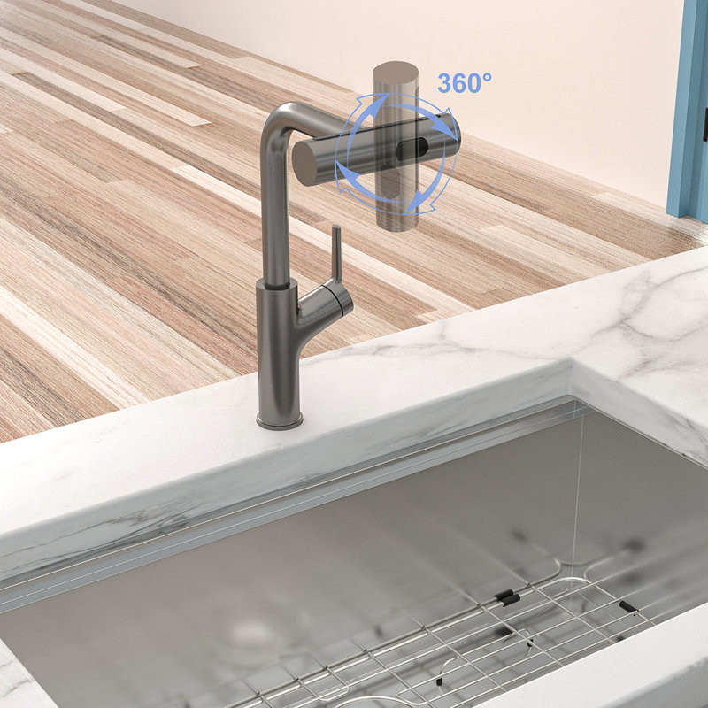 360° Pull-Down Kitchen Faucet With 4 Spray Modes, Gunmetal Black