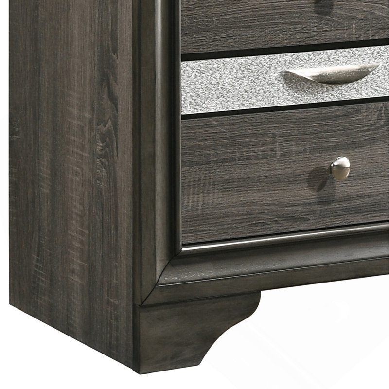 Grey 3-Drawer Nightstand