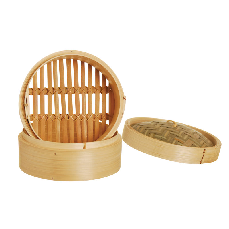 Excelsa Bamboo Steamer Basket with 22.5cm Diameter, 15cm H x 18cm W x 18cm D