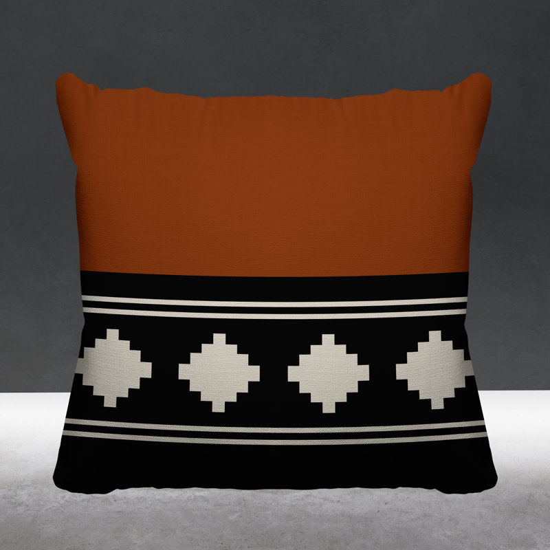 Coussin intérieur / extérieur Ector Southwestern, L 15 po x H 15 po, Orange brûlé