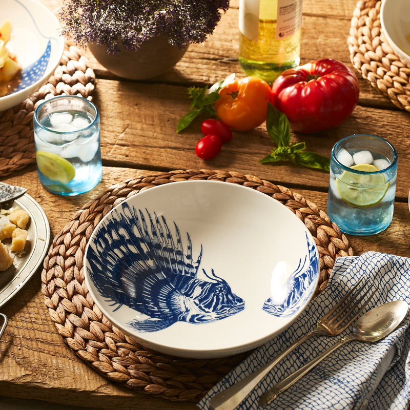 Spiky Fish Porcelain Serving Bowl