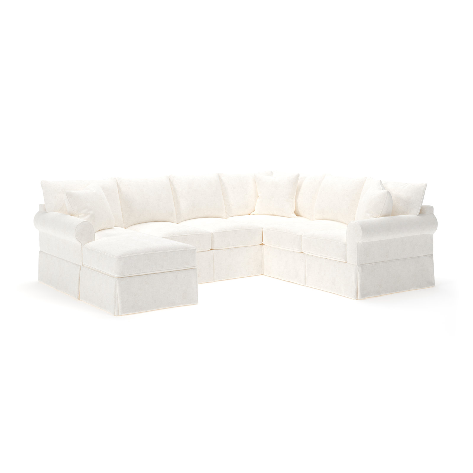 Amari Slipcovered U-Sectional, Bevin Natural Linen Blend, Left Hand Facing