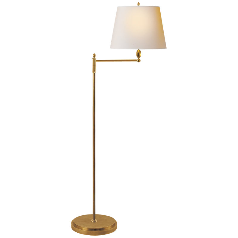 Thomas O'Brien Paulo Floor Light, Hand-Rubbed Antique Brass, Fabric