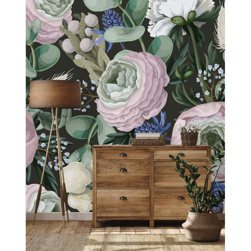 Autavia Floral Wall Mural, 8.34" L x 100" W, Paper