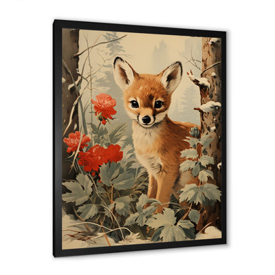 «Brown Deer Winter Adventure I - Fox Animal», art mural
