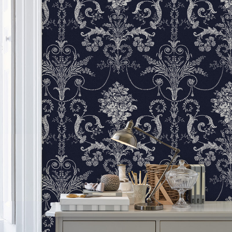 Laura Ashley Josette Wallpaper Roll, Midnight