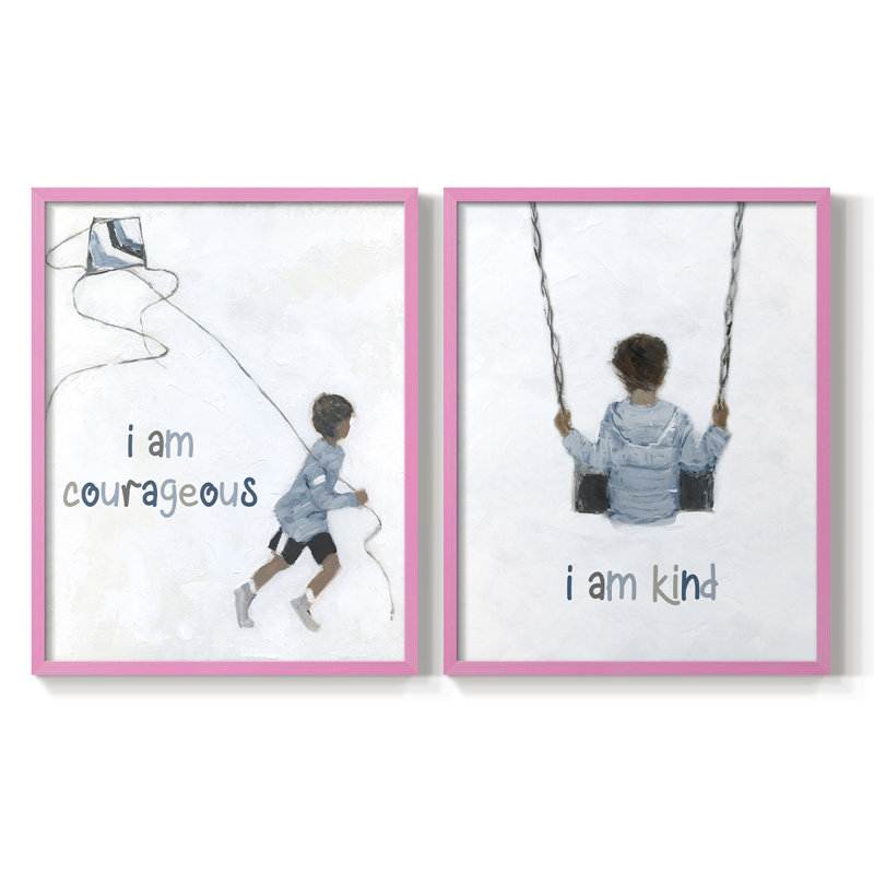 «Boy Flying Kite», reproduction encadrée de qualité supérieure - prêt à être accroché - aucun clou requis - aucun clou requis