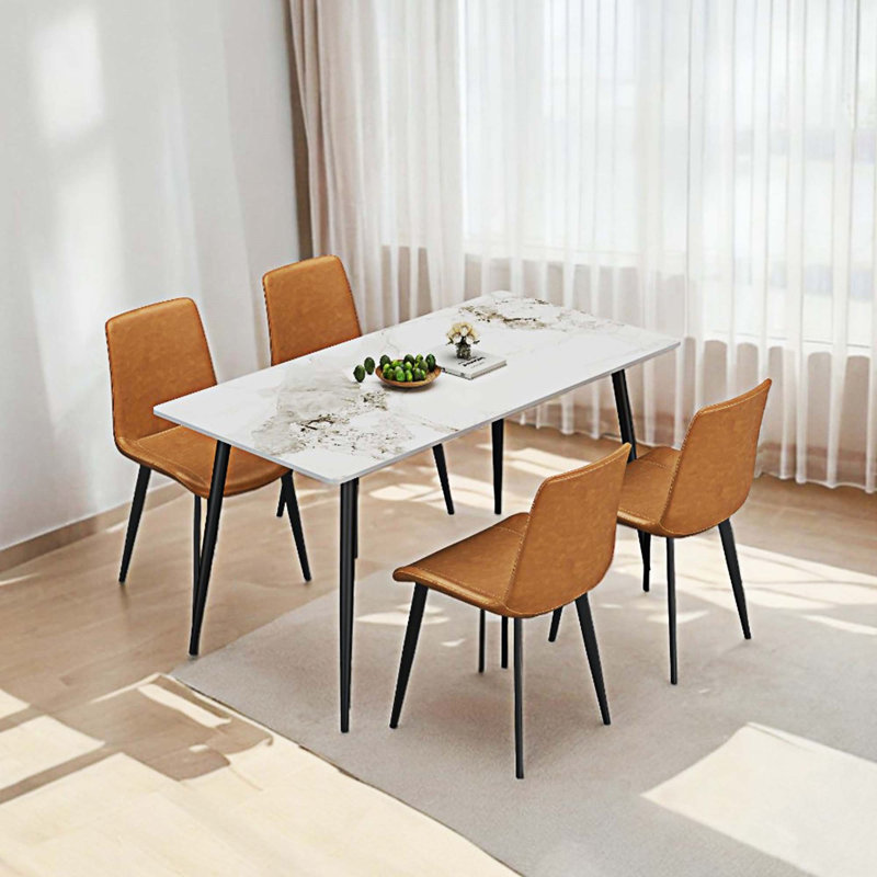 Upholstery Dining Chairs Set Of 4, Orange, 4