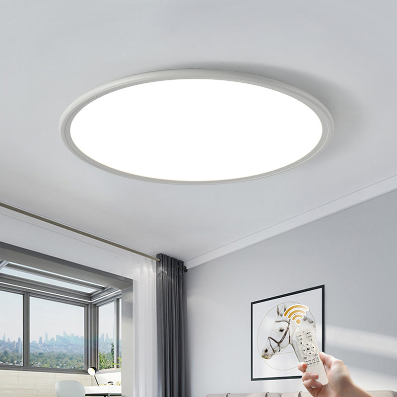 1 - Light 15.8" Simple Round Acrylic Led Flush Mount, White, 1.38" H x 15.75" W x 15.75" D