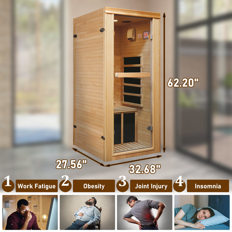 Sauna à infrarouge lointain pour une personne avec bois de pruche et Bluetooth