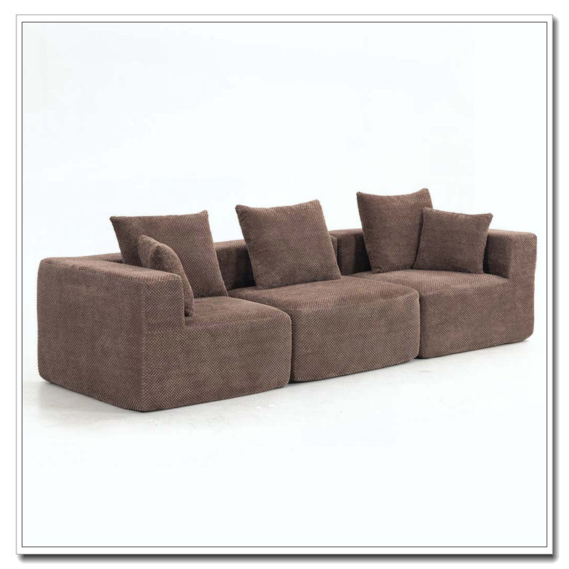 Canapé modulaire modulaire, Brun, H 23,62 po x l 111,02 po x P 37,01 po, 3