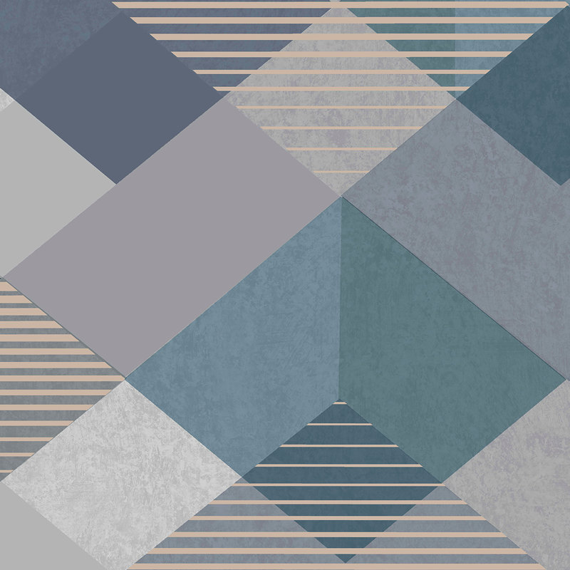 Zen Geometric Metallic Wallpaper Double Roll, Denim