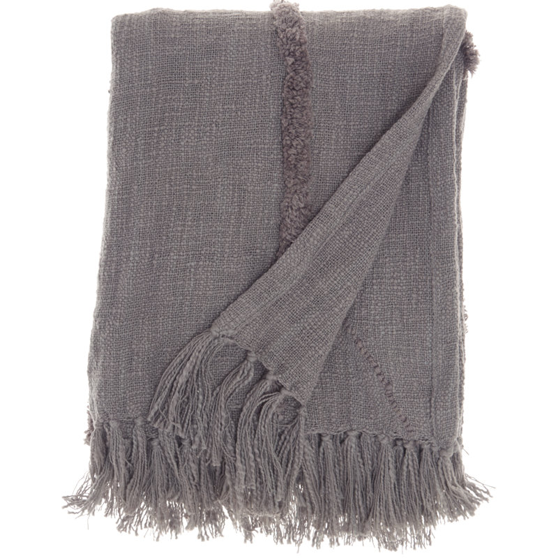 Ruzmira Hand Woven Throw Blanket, Gray