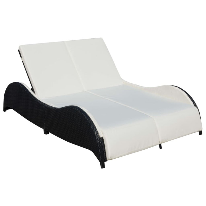 Viqueque 80" Long Single chaise with Cushions, Black