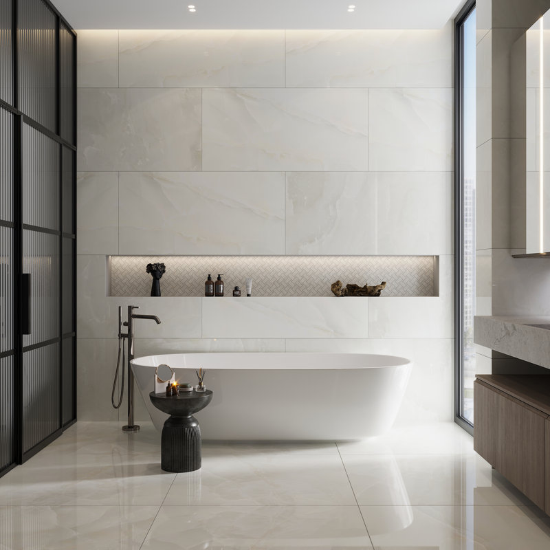 Splendor 24'' W x 48'' L Porcelain Singular Tile, White