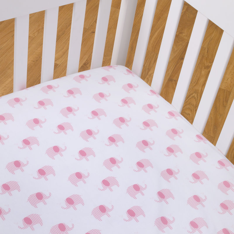 Drap housse de lit 100% coton éléphants