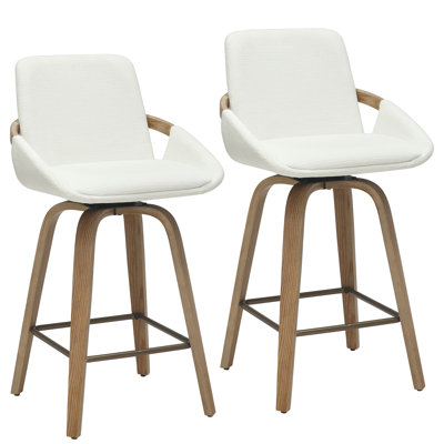 Tabouret de comptoir de 26 po en bois cintré et en bois courbé Georges, ensemble de 2
