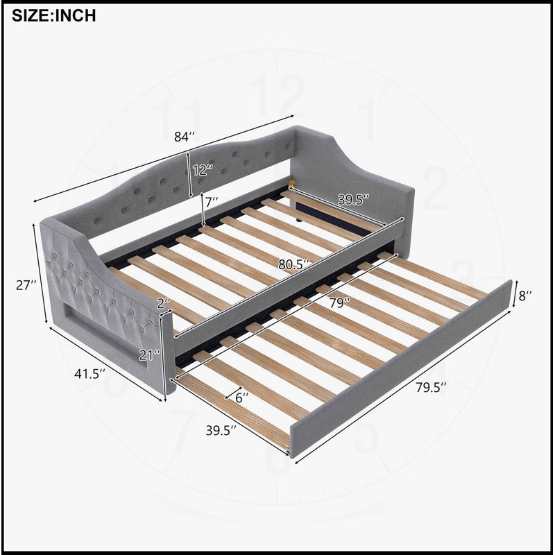Upholstered Twin XL Daybed with LED Lighting and Trundle for Extra Sleeping Space, Gray