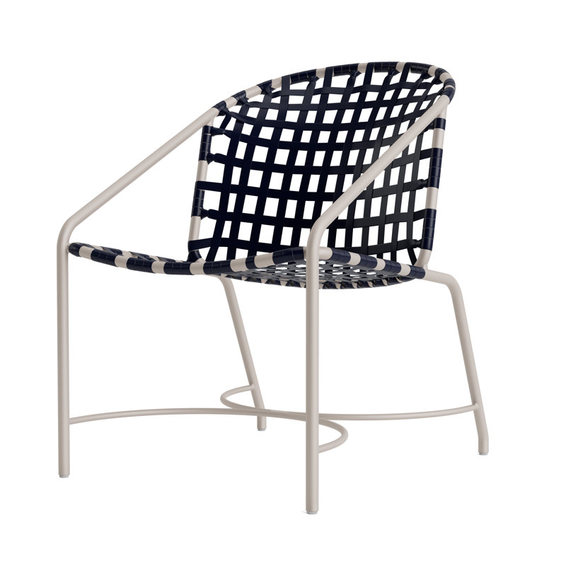 Kantan Outdoor Lounge Chair, Dove Smooth/Marine Vinyl Lace