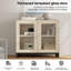 Armoire d'appoint moderne avec 2 portes en verre, commode d'appoint multifonctionnelle avec grand rangement et tablette réglable-934409832
