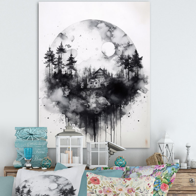 Cabine solitude sur toile, Toile tendue, H 32 po x l 16 po x P 1 po