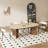 Modern 71" Dining Table with Solid Wood Legs & Oval Wood Grain Sintered Stone Tabletop for 6/8 Person, Kitchen Table