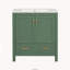 Ensemble meuble-lavabo vert de 60 pouces avec double lavabo en céramique, tablette de rangement et tiroirs compartimentés-363284286