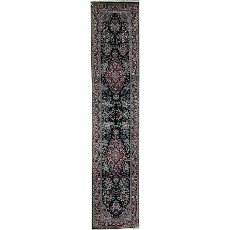 Hand-Knotted High-Quality Black Runner