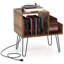 Support pour tourne-disque Mid-Century avec prise de courant et séparateur en vinyle-143527264
