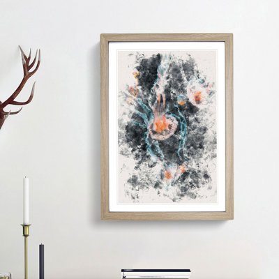 Peach Jellyfish - Framed Print