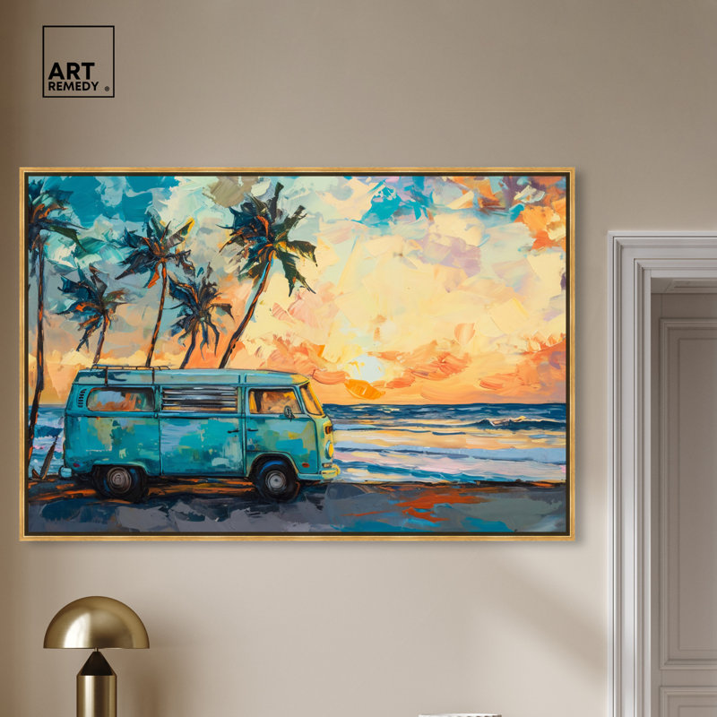 Colorful Coastal Canvas Print with Gold Frame, 31.5" x 21.5"
