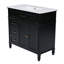 Meuble-lavabo 36 po avec lavabo, armoire de rangement avec tiroirs, structure en bois massif et panneau de fibres à densité moyenne, un paquet, noir
