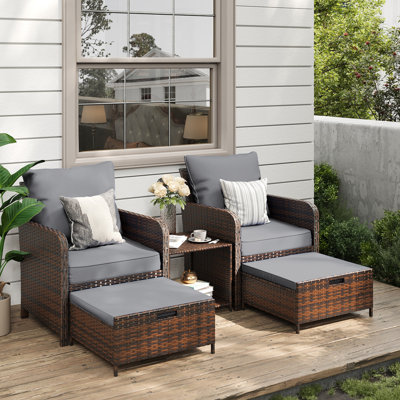 Idamarie Wicker Conversation Set with Ottoman