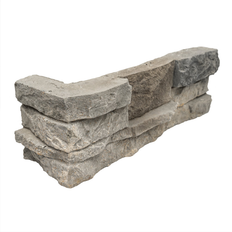 Terraforma Manufactured Stacked Stone Corner Wall Tile Assorted Sizes (12 Pieces, 4.5 sq. ft. per Box), Brisbane Umber