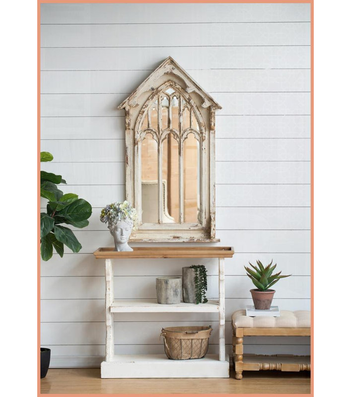 Charme de campagne française blanche Table basse en bois naturel - 3 niveaux de rangement pour le salon