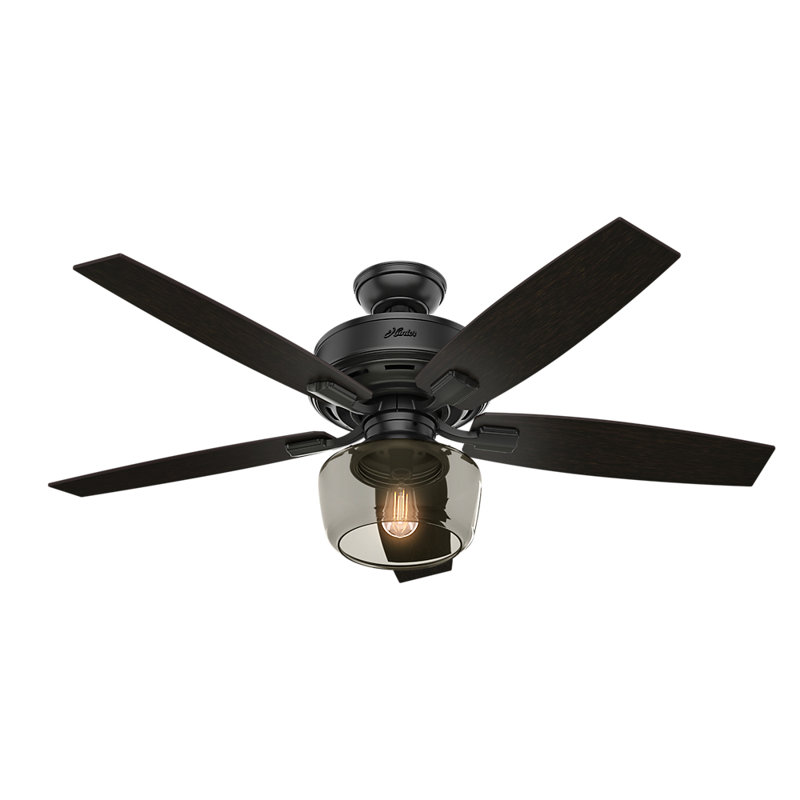 Bennett 52" 5 - Blade Traditional Indoor Ceiling Fan with Lights and Remote, Matte Black