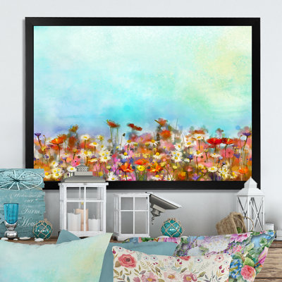 «Vintages Summer Blooming Flowers», reproduction sur toile flottante