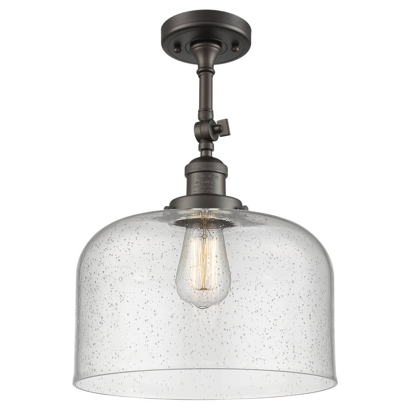 Temescal Glass Semi Flush Mount, Oil Rubbed Bronze, Seedy, No Bulb Included