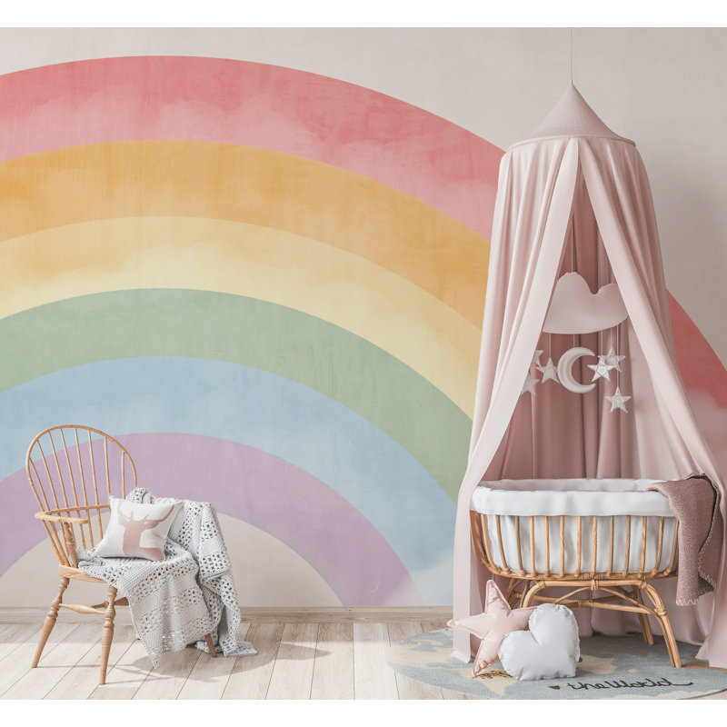 Papier peint pastel arc-en-ciel pour chambre de bébé, L 37 po x l 56 po