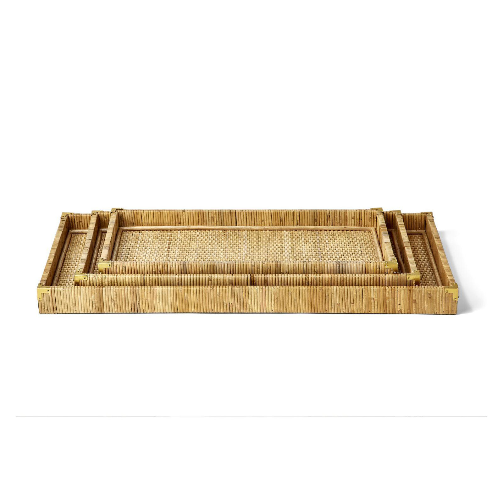 Set Of 3 Rattan Square Tray, Jute/Sisal, 27.5" H x 13.25" W x 1.75" D, Rectangle