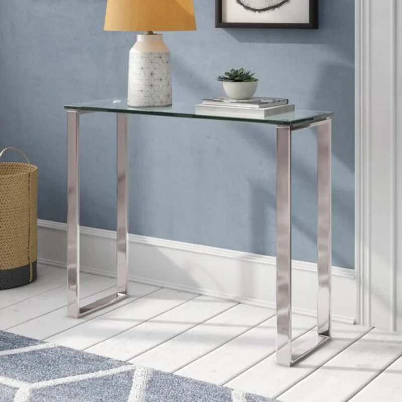 Console en verre Berlind, Doré, H 30 po x l 47 po x P 18 po