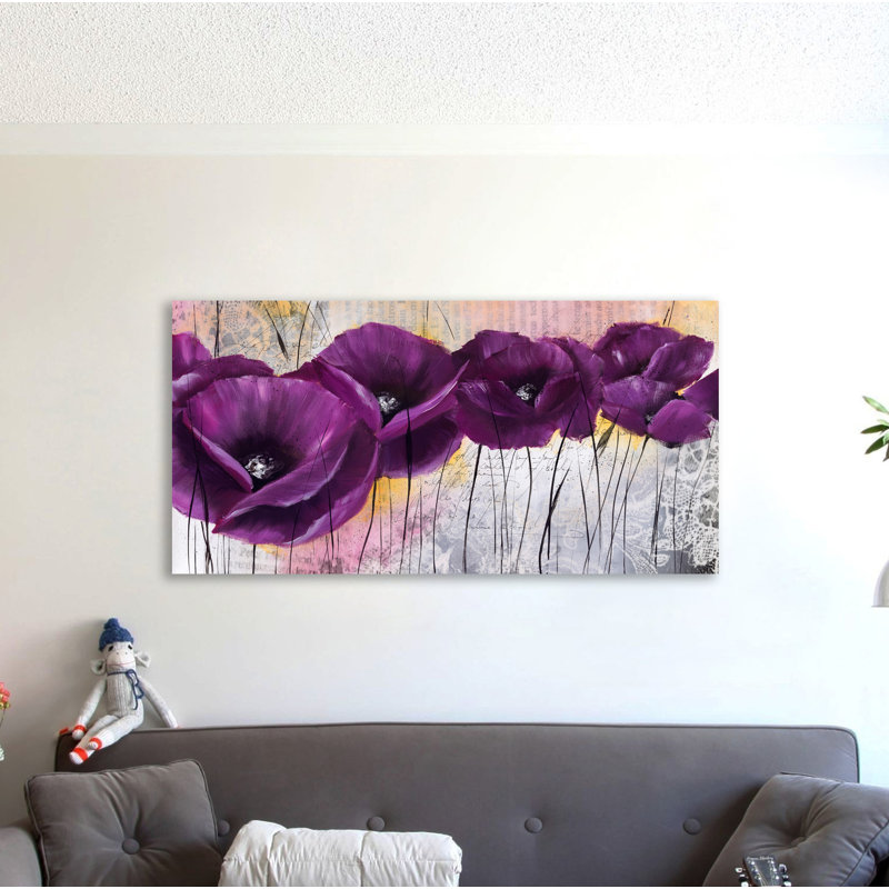 « pavot mauve i », reproduction d’impression sur toile tendue, H 12 po x l 24 po x P 1,5 po